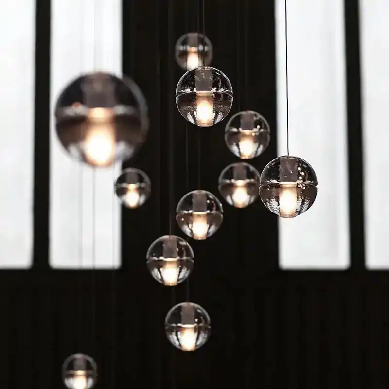 lustre boule de cristal nordique duplex villa salon restaurant