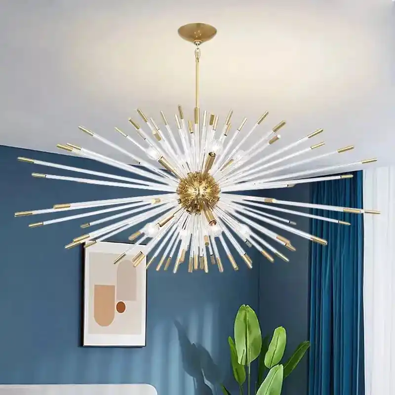 lustre de luxe design cristal pissenlit led suspendue