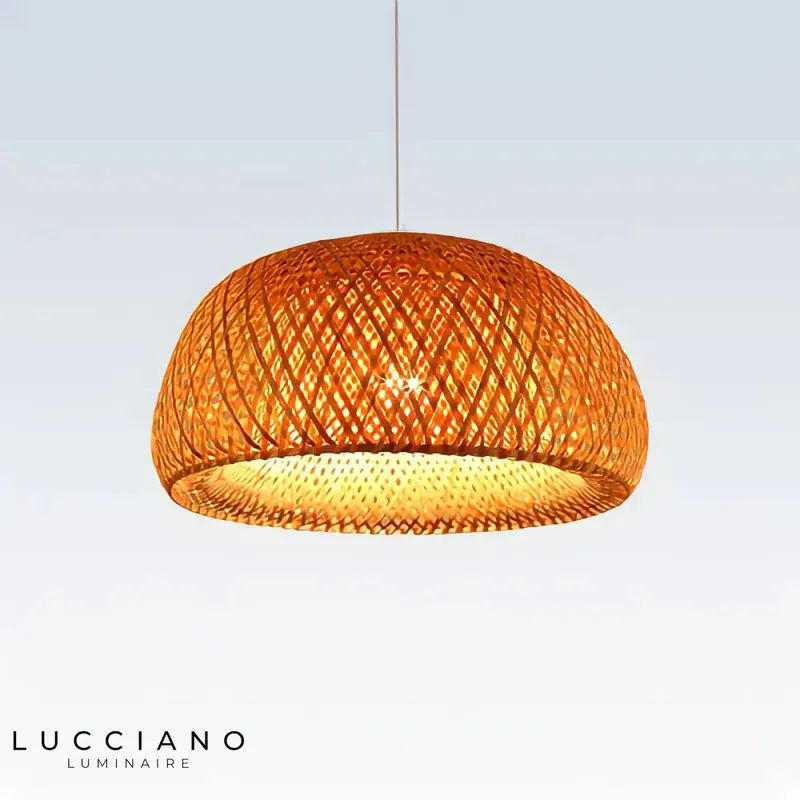 Weavy bamboo round chandelier