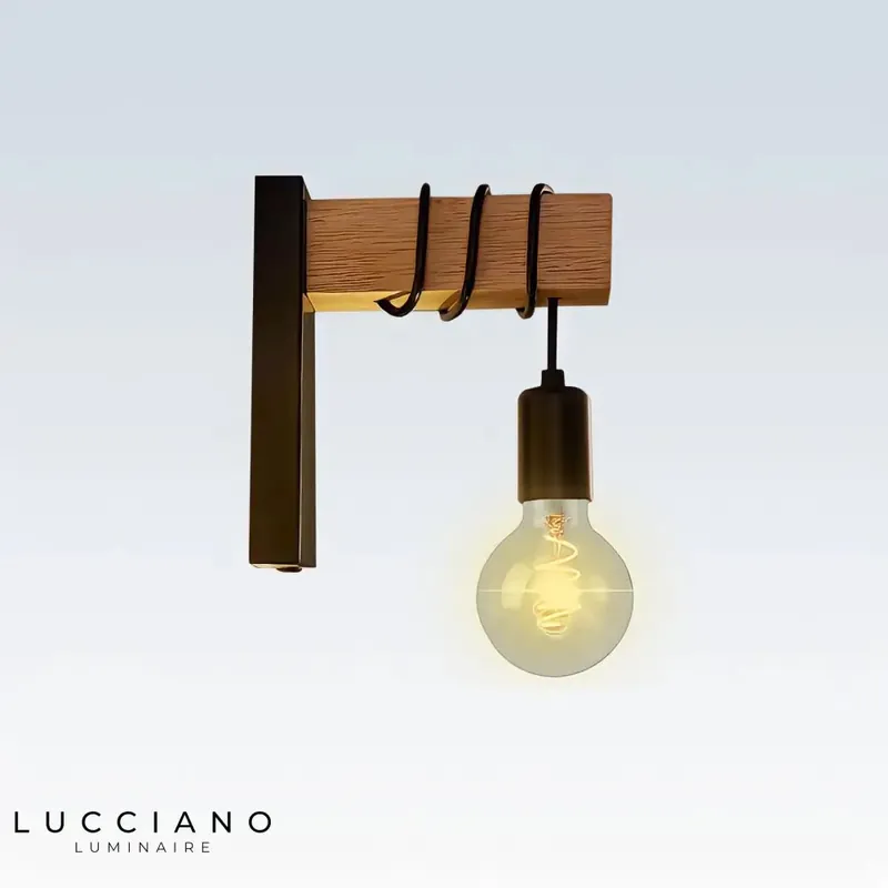 Wooden wire wall light