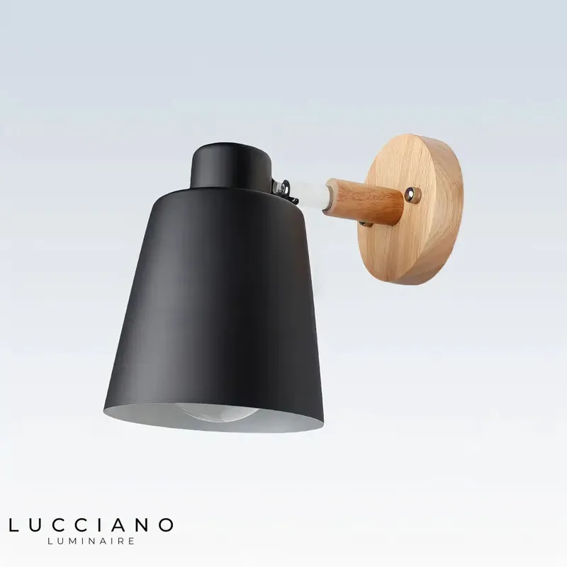 Grey Scandinavian wooden wall light