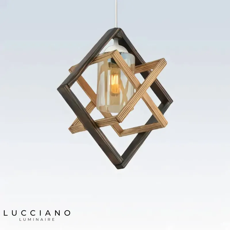 Black and wood industrial chandelier