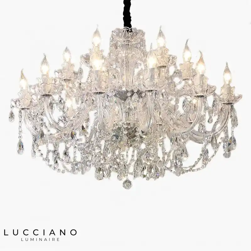 Crystal chandelier living room