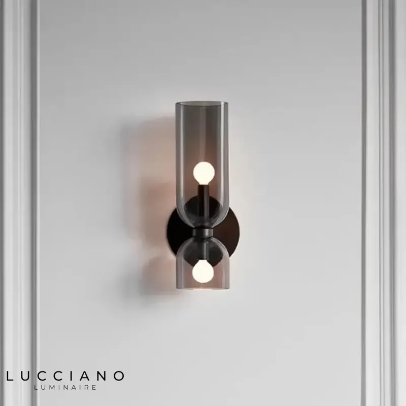 Vintage black glass wall light | Living room & interior wall light