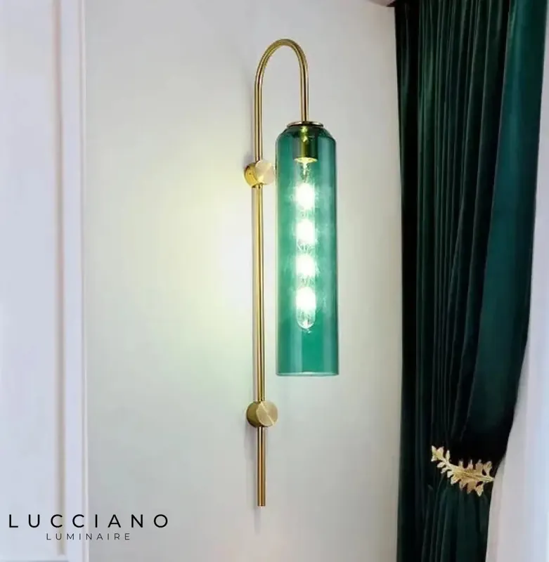 Transparent khaki green glass wall light