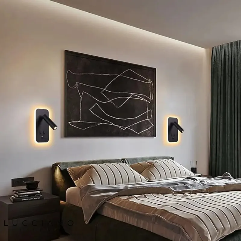 Wall-mounted headboard reading light, white