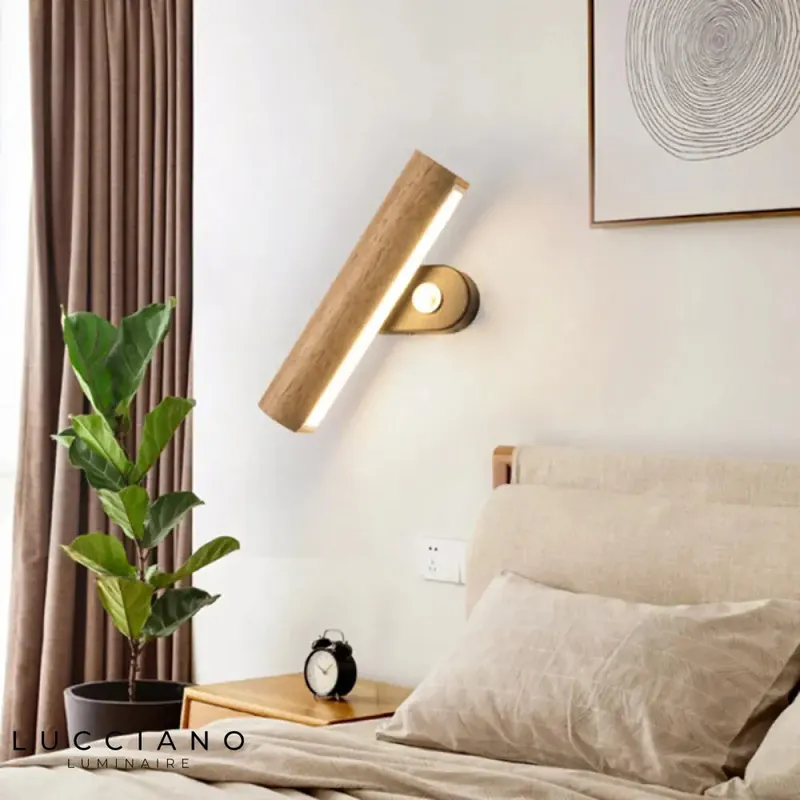 Wooden wall lamp headboard reading light