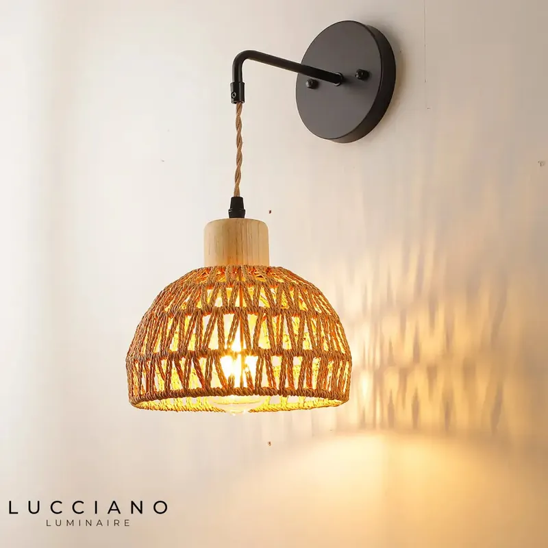 Black rattan wall light