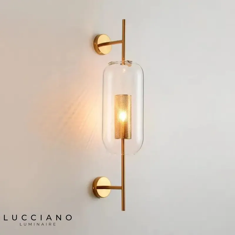 Designer transparent glass wall light