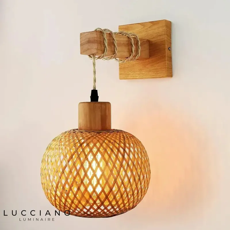 Japanese wooden lantern wall light