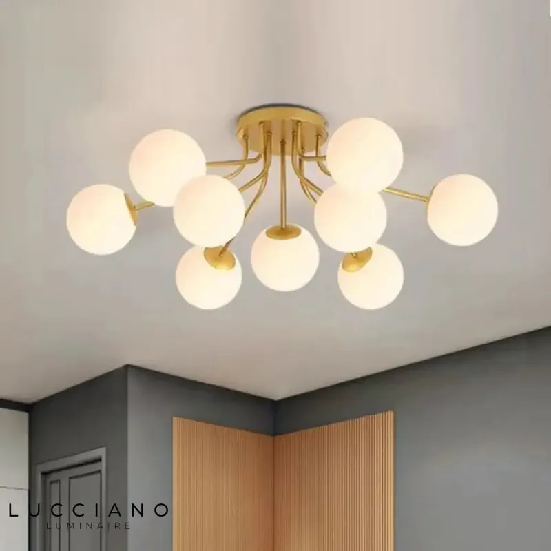 White Glass Ball LED Ceiling Light