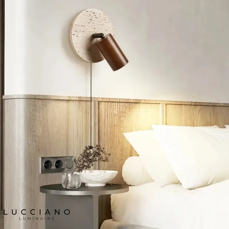 Stone bedroom wall light with switch
