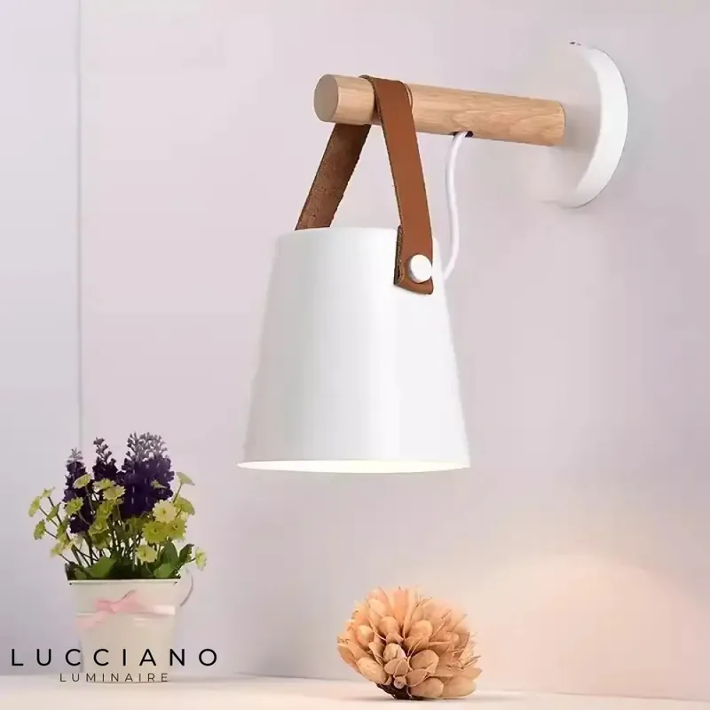 Wooden wall light for bedroom