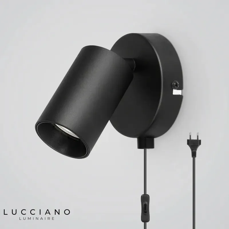 Black Wall Lamp with Cable for Adult Bedroom