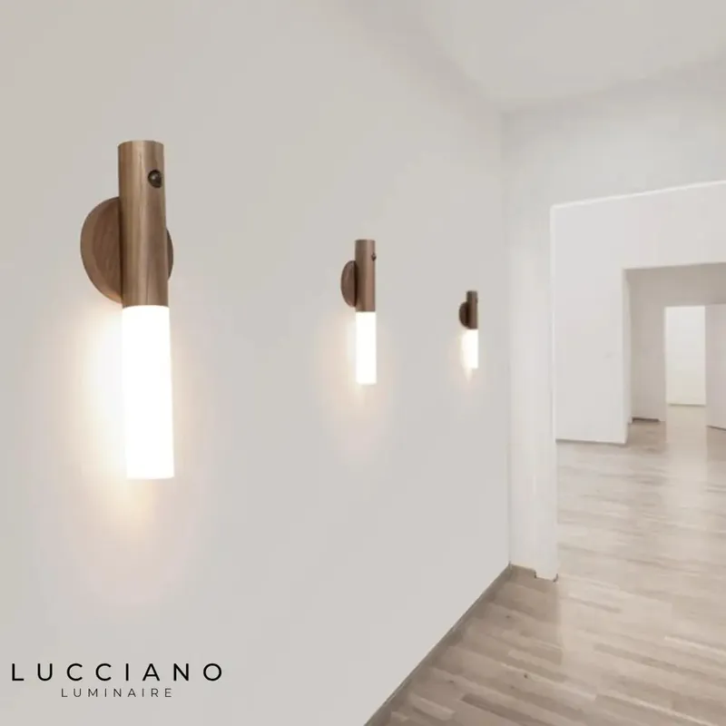 Transparent Wooden Bedroom Wall Lamp