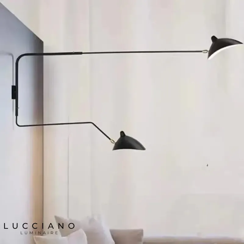 Black Wall Lamp 2-Arm Adjustable Living Room