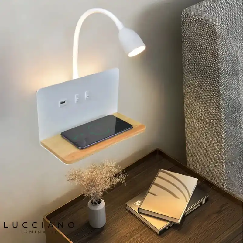 Wall Mounted Touch Bedside Lamp with Phone Charger