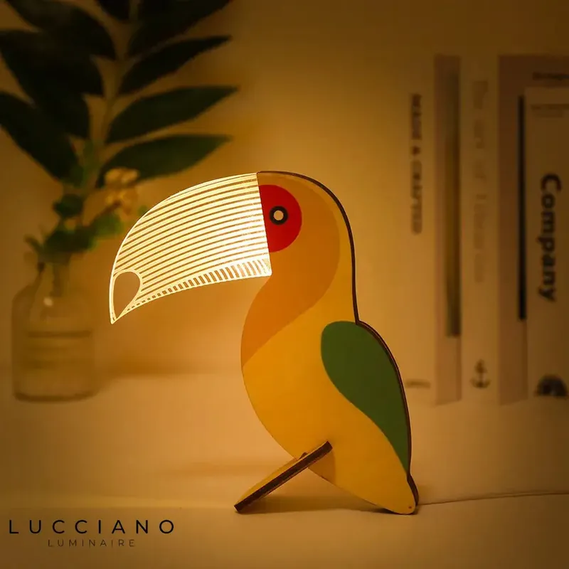 Wooden Animal Bedside Lamp for Children