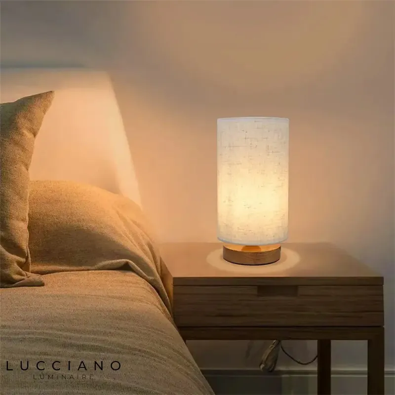 Wooden Bedside Lamp with Original and Natural Design