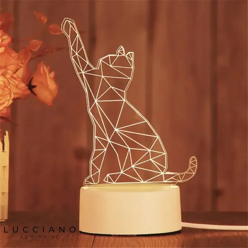 3D LED Bedside Lamp Cat Design