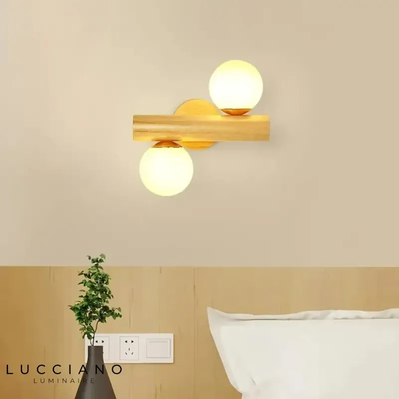 Transparent Wall Sconce with Natural Wood Design
