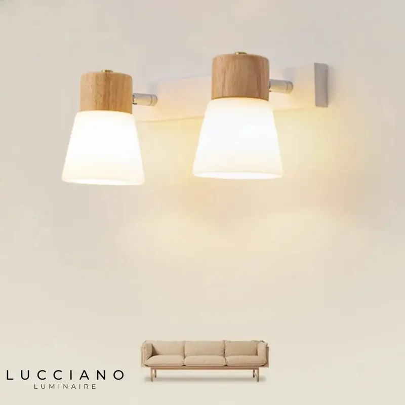 Wall Sconce Beige and White Wood