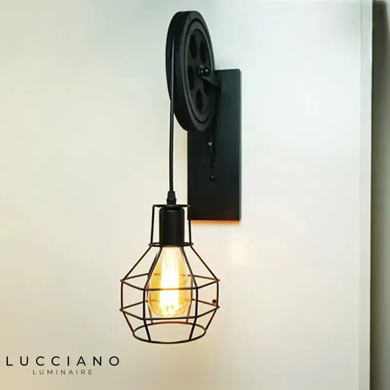 Wood and Black Wall Light