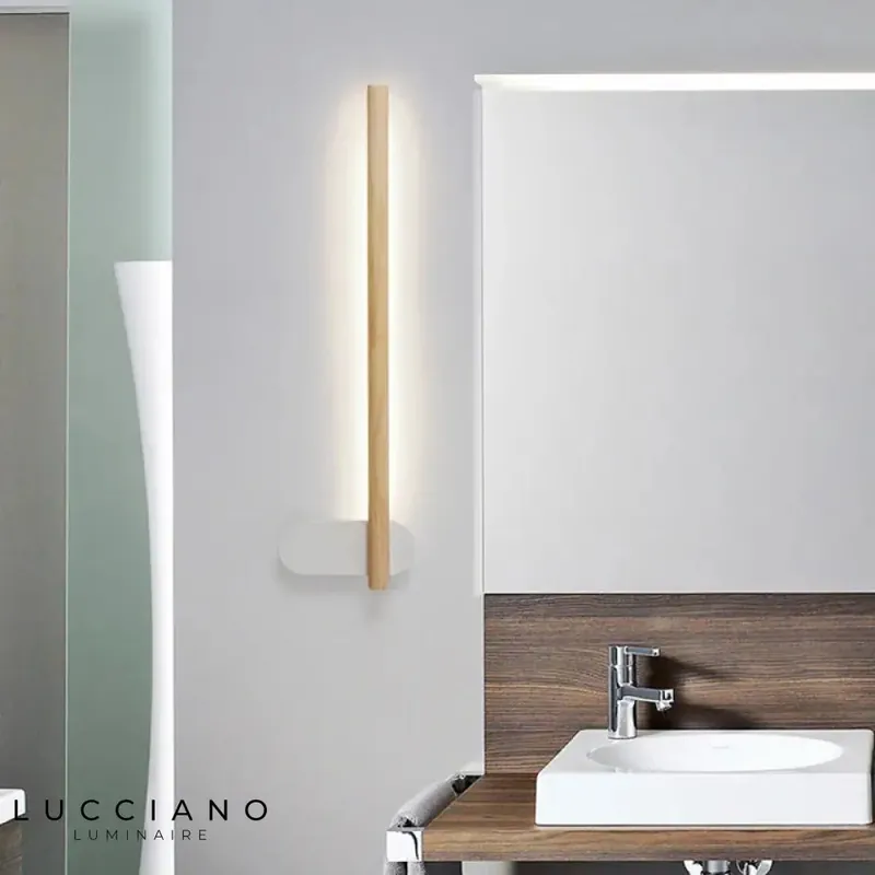Wooden and Metal Bathroom Wall Light