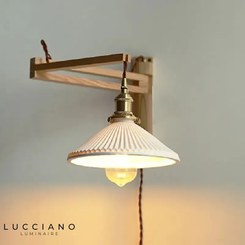 Offset Wooden Wall Light 