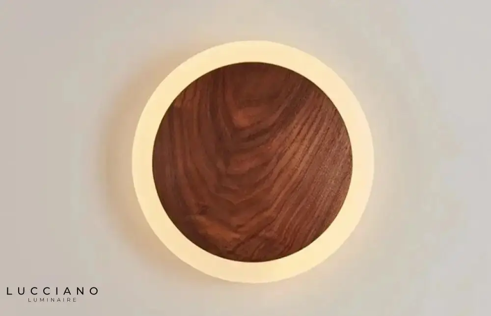 Round Wooden Wall Light