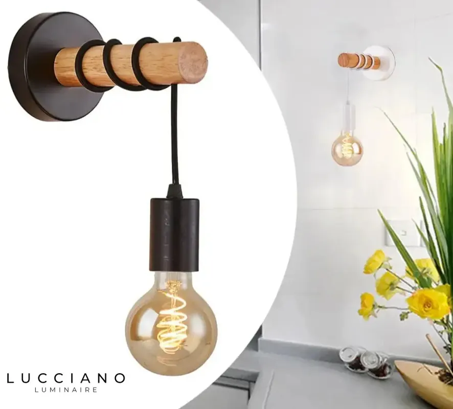 Wood and iron wall light