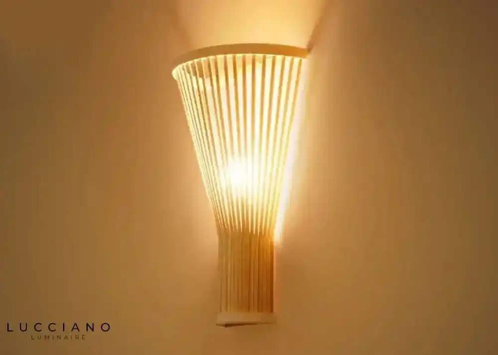 Light Bamboo Wood Wall Sconce