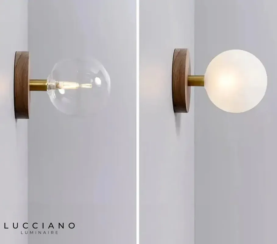 Wood and Glass Wall Light