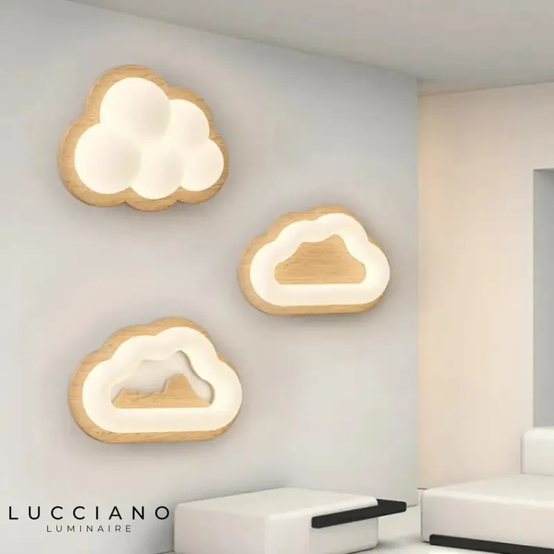 Wooden Cloud Wall Light