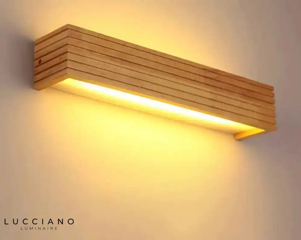 Rectangular Wooden Wall Light