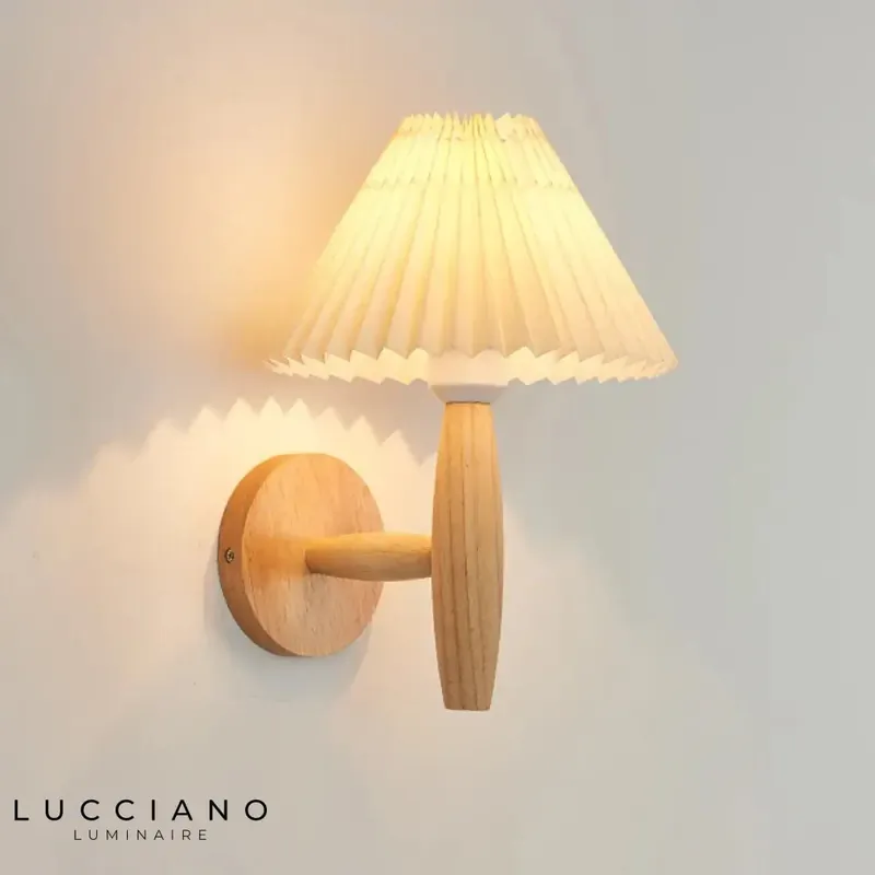 Vintage Beige Wood Wall Sconce