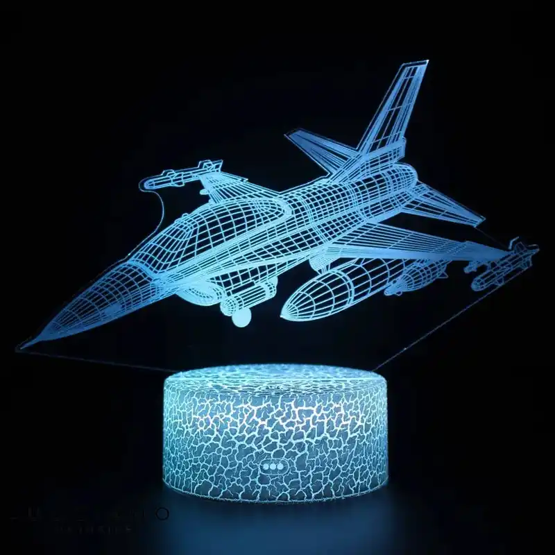 3D LED Airplane Boat Rocket Bedside Lamp