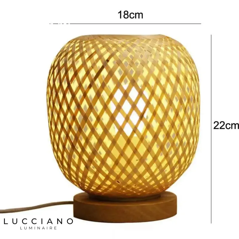 Round Bamboo Bedside Lamp