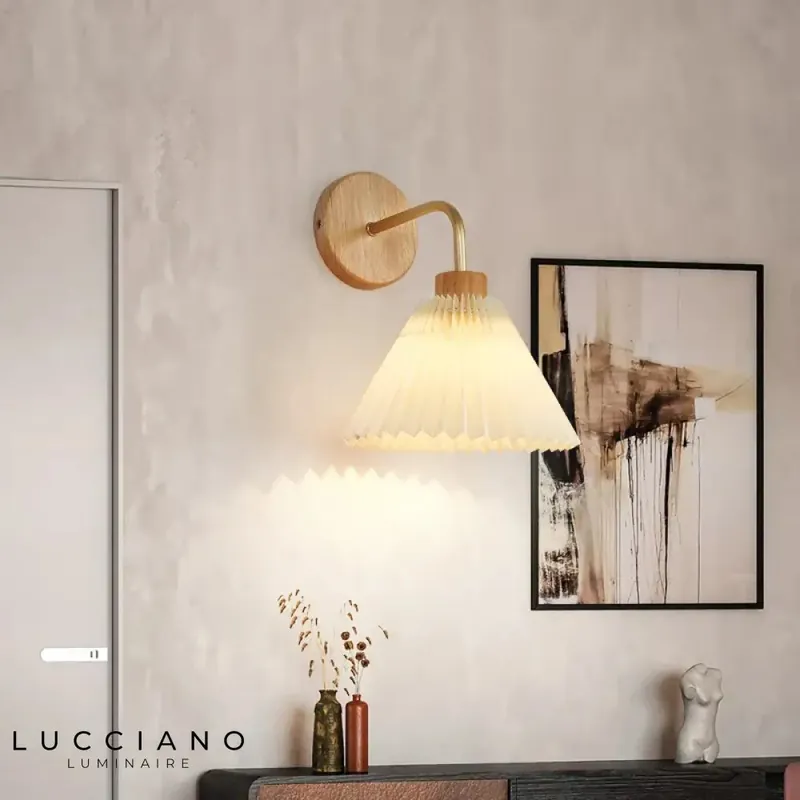 Shabby Wood and Fabric Wall Light