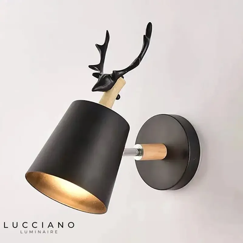 Black Wood Bedroom Wall Light
