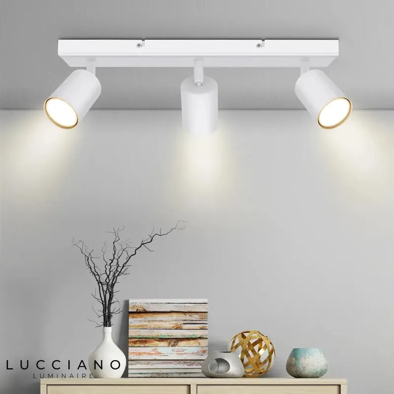 3 Spotlight Wall Light White Wood