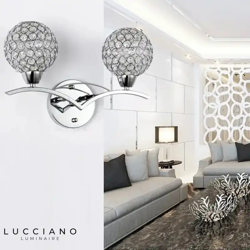 Chrome Crystal Bathroom Wall Light