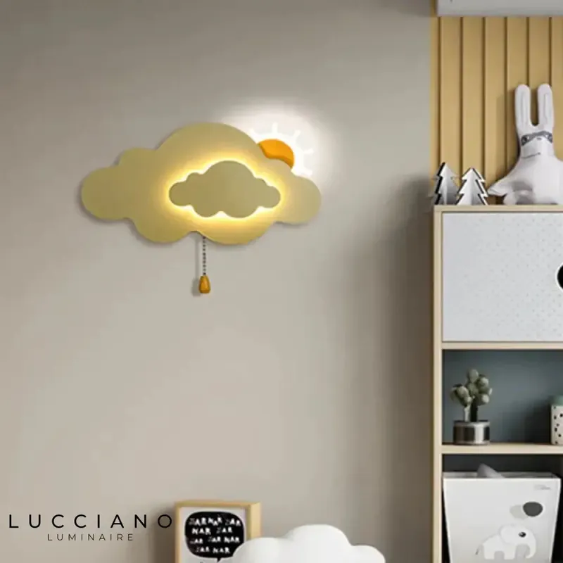 Pink wall light with cord for children