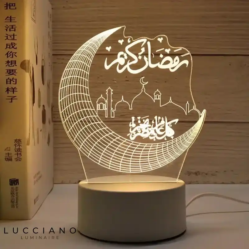 3D Quranic crescent moon night light