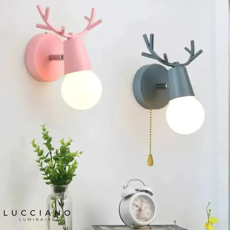 Pink children's wall light with switch