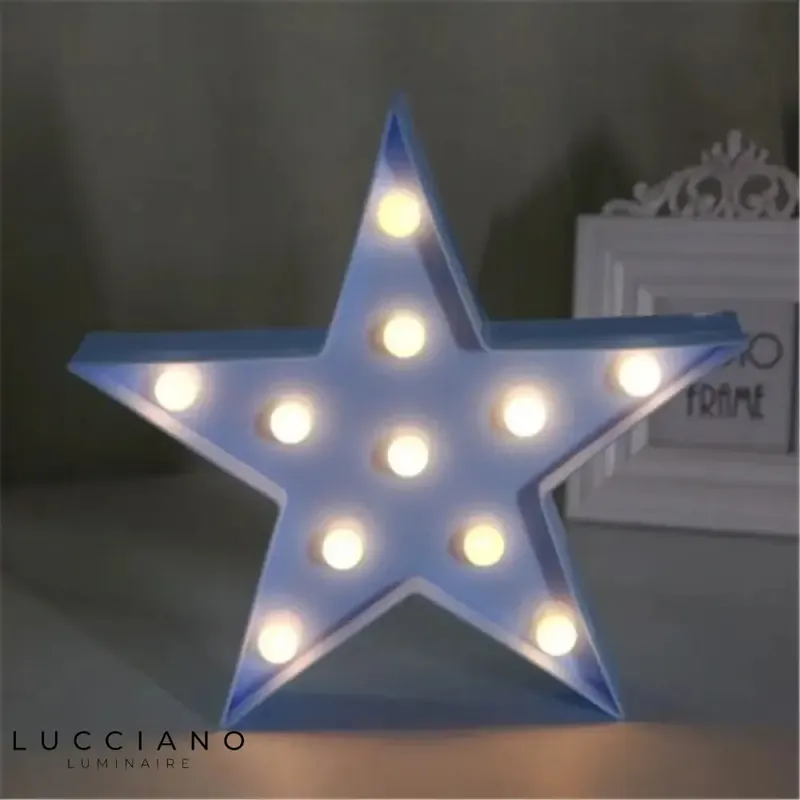Teal star wall light with LED bulb