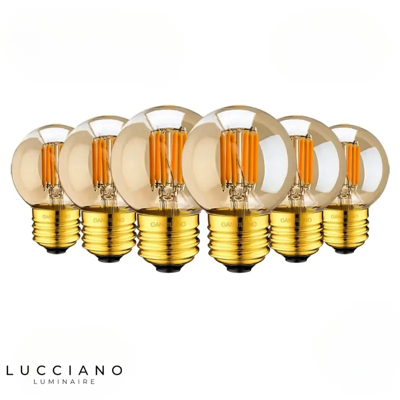 SET OF SIX GOLDEN LED BULBS G40 3W E27 220V