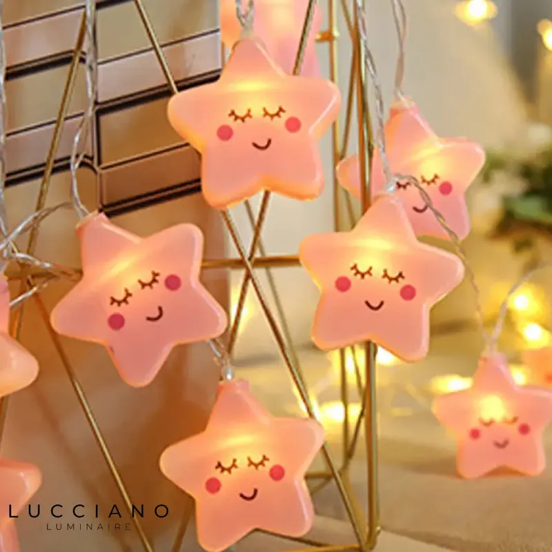 Star night light pink light garland