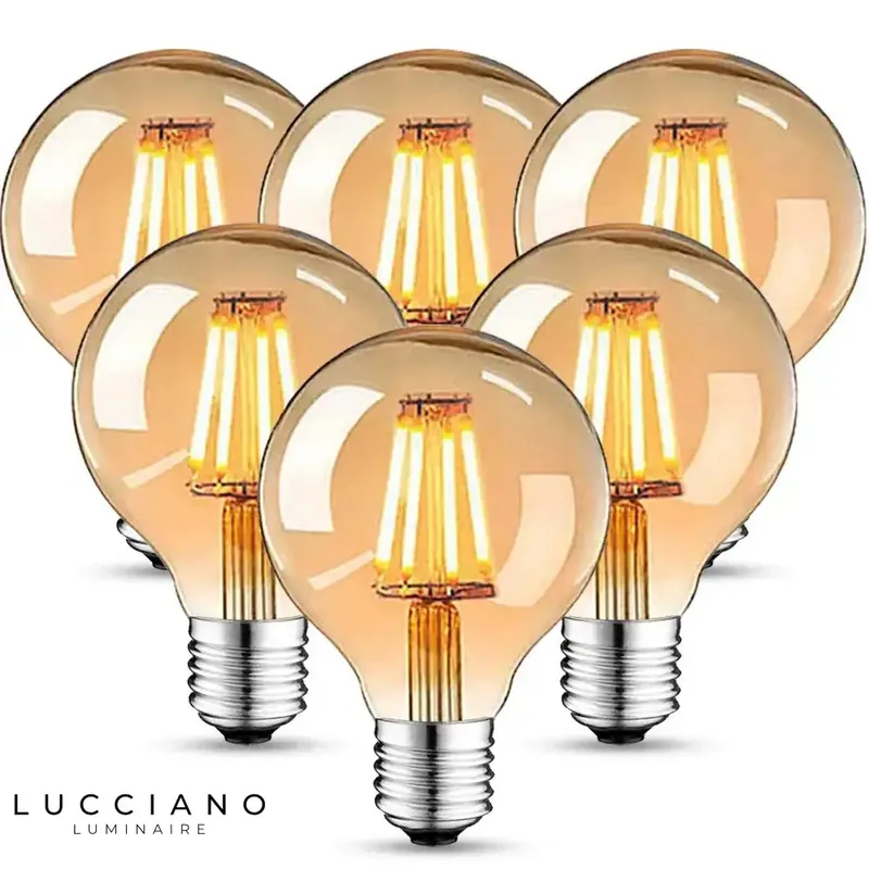 SET OF SIX VINTAGE LED FILAMENT BULBS E27 220V 4W