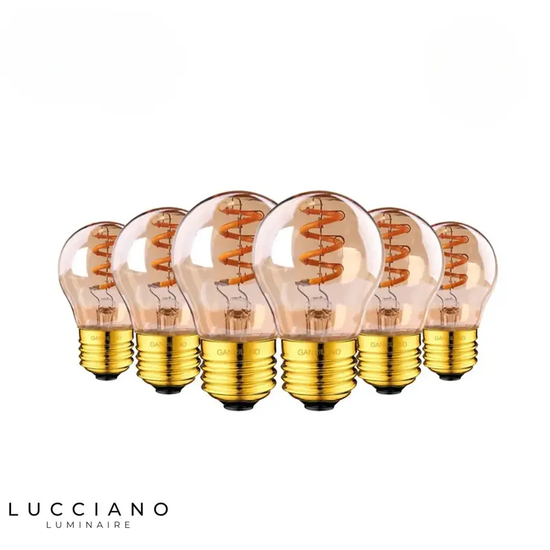 SET OF SIX EDISON G45 E27 3W 220V LED SPIRAL FILAMENT BULBS